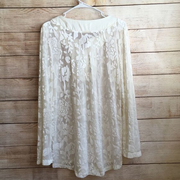 EXCELLENT CONDITION INDIGO SOUL SHEER WITH FLOCKED VELVET TOP IN CREAM - Picture 6 of 7